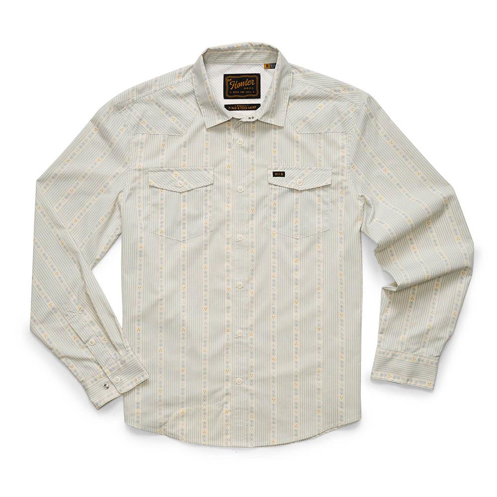 Howler Brothers Free Range Fleece Pullover Men's in Mosquero Stripe Off White